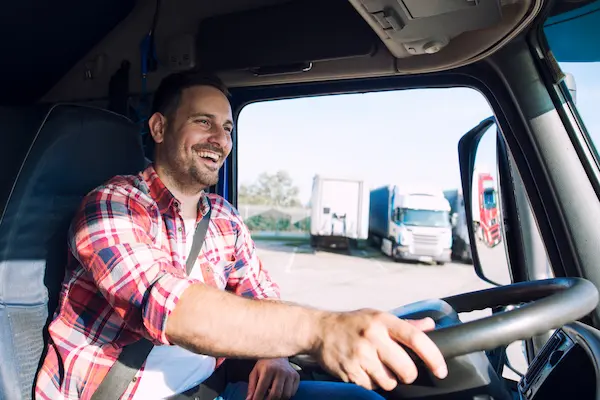 Professional truck driver behind the wheel